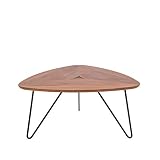 Montaje sencillo Rivet - Mesa De Centro Triangular Con Patas Negras Metálicas, Nogal