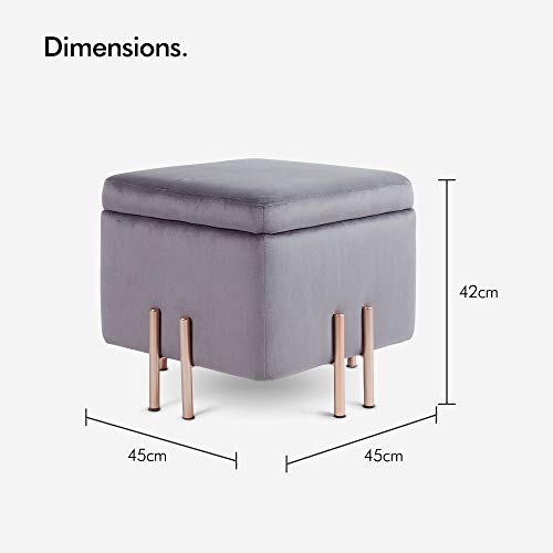 Beautify quadratischer Aufbewahrungshocker mit roségoldenen Beinen