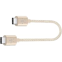 Belkin F2CU041bt06INGD - Cable Premium de USB-C a USB-C de carga y sincronización (para smartphones y tabletas, 15 cm, compatible con Samsung Galaxy S9/S9+) oro metálico