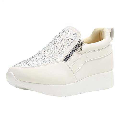 NPRADLA Chaussures de Sport pour Femmes Nouvelle Mocassins Plats Zipper Flock Camouflage Romain Souliers