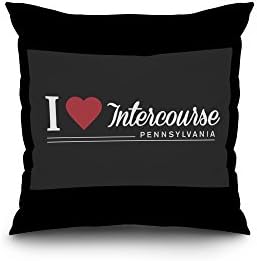 I Heart Intercourse, Pennsylvania - Sentiment - Gray (18x18 Spun Polyester Pillow Case, Black Border)