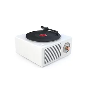 RUilY X10 Retro Gramophone Bluetooth Speaker (Rotating Vinyl Disk) (Off-White)