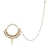 I Jewels Traditional Gold Plated Nose Ring/Nath with Chain For Women NL12 RS.349.00