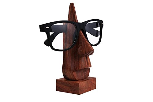 IndiaBigShop Wooden Spectacle Holder, 2.5x6-inch (Brown)