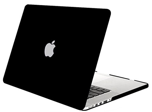 i-Buy Matte Gummierte Harte Schutzhülle Hülle für Apple Macbook Pro 13.3 Zoll mit Retina Display + Schutzfolie + Silikon Tastaturschutz + Anti-Staub-Stecker – Schwarz - 5