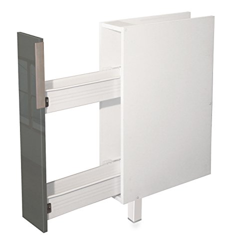 Berlioz Creations CE15BG Meuble Bas de Cuisine avec Range Epice Gris Haute Brillance 15 x 52 x 83 cm