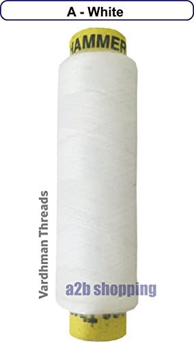 SINGLE COLOUR - Sewing Thread Poly Hammer Reel Spool Quality Yarn (A - White)