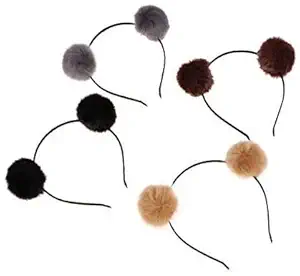 MOOLYAVAAN Products Lovely Girls Cute Hairband Rabbit Plush Big Hair Ball Headband Ears Pompom Hair Hoop for Girls/Kids and Women (Multicolor Pack of 2)