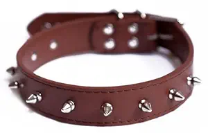 SI Pet Mart Spiked Studded Pu Leather Durable Pet Dog Pitbull Mastiff, Rottweiler Collar with D-Ring L (Black), Leather (Pack of 1)-001