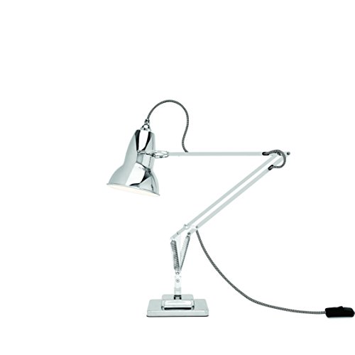 Anglepoise Original 1227 Desk Lamp - Bright Chrome with White/Black Cable Braid