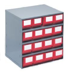 Schubladenmagazin, Gehäuse-Traglast 75 kg – HxBxT 395 x 380 x 300 mm, 16 Schubladen Schubladen grau – Klarsichtmagazin Kleinteilemagazin Lagersystem Magazin Schubladenmagazin Schubladensystem - 4