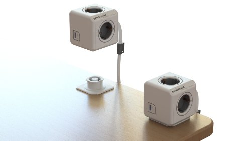 Allocacoc PowerCube Extended Steckdosenleiste (4x Verteiler, 230V Schuko, USB) grau - 2