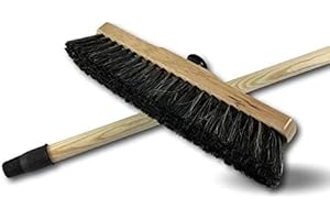 Lot de 6 balais ménage Appartement Droit | Version Luxe | Manche en Bois Brut avec vis et accroche | Garnissage Soie Grise 50 mm | Monture Bois Vernis teinté | Balayage intérieur | Kibros 211020Mx6