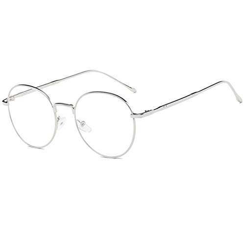 Preisvergleich Produktbild Tankaa Metall Brille Retro Glasrahmen-Ebenenspiegel Dekobrille Nerdbrille Klassisches Slim Rund Rahmen Glasses Clear Brille