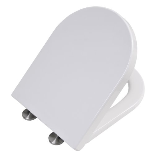 Asiento de inodoro con cierre suave y función de liberación rápida | tapa wc | de Duroplast (resina UF) | blanco | con protección antibacteriana | modelo número 2007