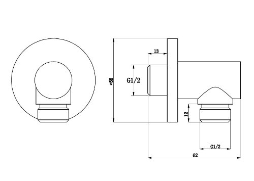 DeLanwa Massiv Edelstahl Wandanschlussbogen DN15 Brauseschlauchanschluß Anschluss, 604041.0 - 2