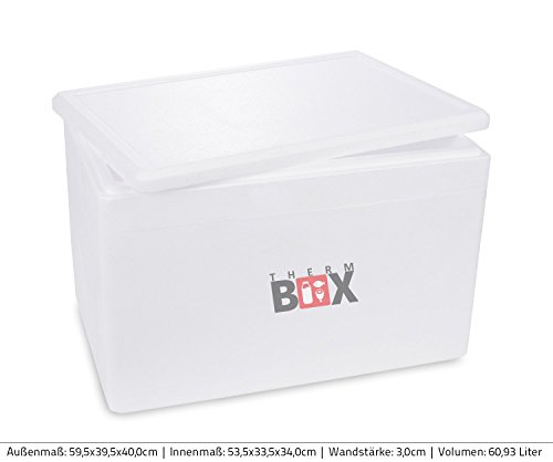 Styroporboxen in verschiedenen größen. 2 bis 88 Liter L-XXL Isolierbox Thermobox Kühlbox Warmhaltebox Weiß und Schwarz in Profiqualität, Art der Box:XXL 60.93L 59.5×39.5×40.0cm d=3.0cm - 2
