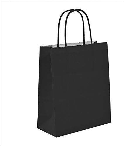 100 x Black Paper Gift Carrier Bags with Twisted Handles - 18cm x 22cm x 8cm Unipack Brand - Unibags