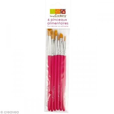 ScrapCooking 5170 Set de 6 Pinceaux Alimentaires Plastique/Aluminium/Nylon Rose 23 x 5 x 0,7 cm