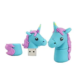 Tobo - Cartoon Blue Unicorn USB Flash Drive Animal Rainbow Horse Memory Thumb Stick Pen-Drive Gift.(8 GB)