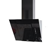  Bergström Dunstabzugshaube BJOERN 60cm Glas LED Wandhaube kopffrei Schräghaube Fernbedienung (Schwarz)