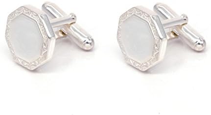 EME Men's Polished Octagon 925 Sterling Silver Cuff Links