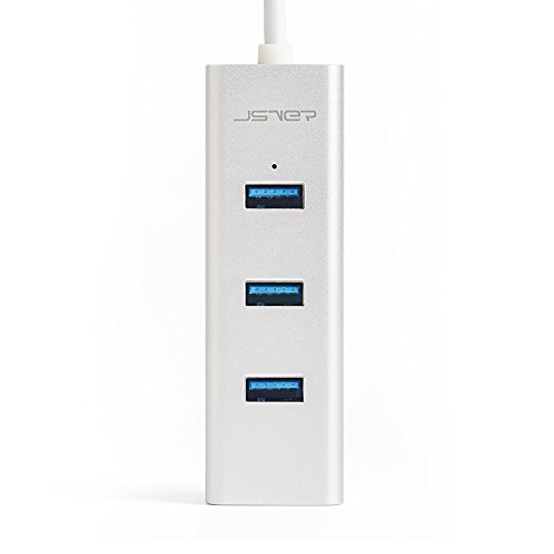 JSVER USB 3.0 Hub 4 Port in Unibody Aluminium Silber mit eingebautem Kabel (30cm) für Mac, iMac, MacBook und PC - 3