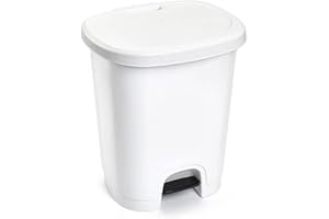 CABLEPELADO Cubo basura plastico, Cubo basura apertura pedal, Papelera de pedal, Libre de BPA, 45 cm alto x 38 cm ancho x 32 cm fondo, Capacidad 27 Litros, Blanco completo