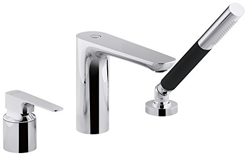 Jacob Delafon E72330-CP ALEO+ Mitigeur Bain-Douche 3 Trous sur Gorge avec douchette 2 Jets, Chromé