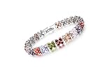 AnazoZ Schmuck Vergoldet Damen Tennis Armbänder Farbeful Zirkonia 17.5Cm Blume