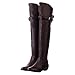 Produktbild Beginfu Damen Stiefel Lange Stiefel Herbst und Winter Warm bleiben Ritter Runde Kopf Hohe Gürtelschnalle Flache Stiefel Röhre weibliche Gürtelschnalle flache Stiefel Mode Motorradstiefel