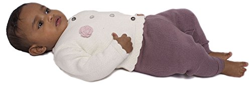 Viddia 100% Organic Cotton, Certified GOTS, Knitted Baby and Toddler Crochet Flower and Pocket Cardigan 0-3 months