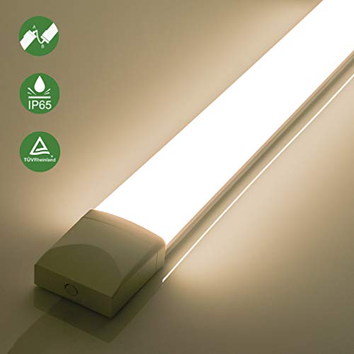 J&C® 60cm(2ft) IP65 Ultra Magro Impermeabile Apparecchio d'illuminazione LED, 18W 2835 SMD 1500LM 4500K Bianco Naturale Lampada Fluorescente per il Garage e Piscina