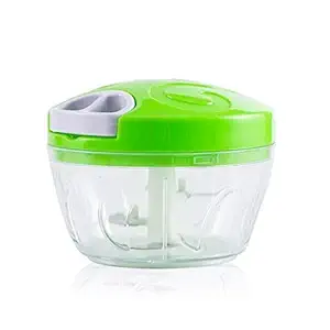 Aksharamrutam Compact and Powerful Durable BPA-Free Food Safe Plastic Mini Instant Pull Chopper, Cutter, Food Processor with Removable Stainless Steel Blades (Green, 3 Cup Capacity)