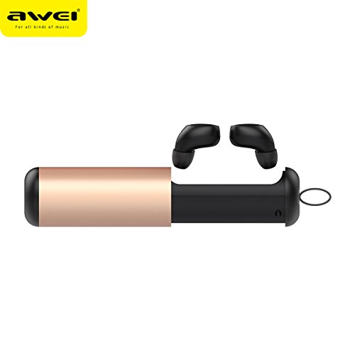 Preisvergleich Produktbild GAOWORD Bluetooth-Kopfhörer Mit Mini-Eigenem Ladefach, Wireless T5 Binaurale Kopfhörer, Bluetooth 5.0 Sport-Headset, IPX7 Sweatproof Stereo-Universal-Ohrhörer Für iPhone Android Phone,Gold