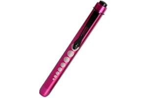 Exeton Diagnostica Penlight Pen Torch Light riutilizzabile LED Penlight con misuratore pupilla per infermieri medici con clip tascabile PL02 (rosa)