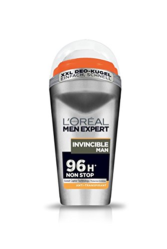 L'Oréal Men Expert Deodorant Invincible Man, Deo Roll-On Männer für 96h Non Stop, 6er Pack (6 x 50 ml)