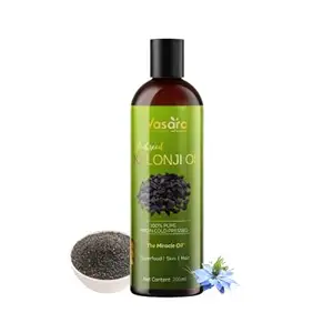 Vasara Premium Cold Pressed Kalonji Oil - Black Seed Oil (Nigella Sativa) - For Hair, Skincare and Boosting Immunity - 100% Pure and Virgin Grade - 200ml