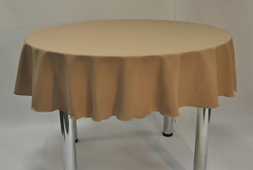 Camel (Antique Gold) Patio Tablecloth 58" Diameter Round Polyester Fabric with ring for umbrella / parasol.