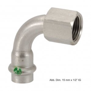 Preisvergleich Produktbild Sanpress Inox Bogen, 15 mm, 90 Grad, I-gewinde, Edelstahl