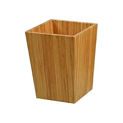 MSV 140639 Poubelle Salle de Bain Bambou 19.6 cm diam. x 26 cm, Laqué Nitrocellulose