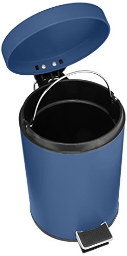 WENKO 19577100 Kosmetik Treteimer Dunkelblau, Fassungsvermögen 3 L, Metall, 17 x 25 x 17 cm, Dunkelblau - 3