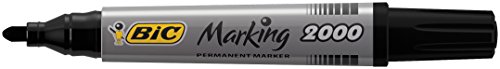 BIC Marking 2000 Permanent Marker ECOlutions / wasserfester Marker mit Rundspitze für viele Oberflächen / 12 schwarze Stifte / Strichstärke 1,7 mm - 14