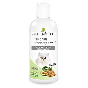 Pet Royale Cat Shampoo with Conditioner | Cat shampoo for Persian cat | Cat Kitten Anti Dandruff Shampoo For Cats White Normal | Anti Itch Cat Shampoo - Aloe Vera, Walnut and Avocado, Paraben free, Dye free, Soap free (Pack of 1) (1 x 300 ml)