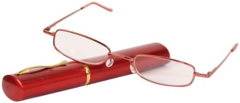 RED FRAMED READING GLASSES +1.25 DIOPTRE SLIM WITH CASE Pack of 2 Pairs