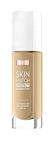 Astor Skin Match Protect Foundation - Flüssig Make-up, das sich dem Hautton anpasst und die Haut mit Feuchtigkeit versorgt - Gute Deckkraft - Farbe Nude 200 - 1 x 30 ml