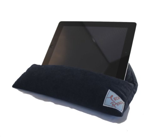 Tech Perch Tablet Cushion Stand iPad 10 inch Navy Blue Faux Suede Bean Bag Samsung Galaxy Bed Holder