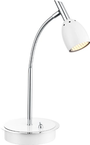 Preisvergleich Produktbild Traditionelle Tischleuchte chrom, weiß Metallschirm weiß - Globo NORU 57603-1T