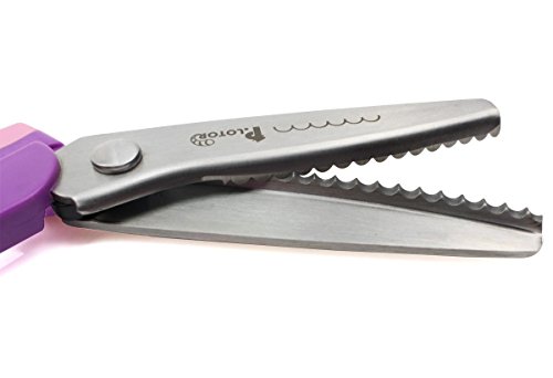 Zackenscheren, P.LOTOR Stoffschere Zickzackschere für Stoffe Schneiderschere mit Komfortgriff 24cm(9,3 Inches), Scalloped-Purple - 8