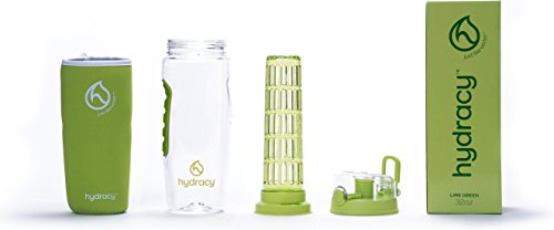 Hydracy Trinkflasche für Fruchtschorlen (1Liter) in verschiedenen Farben, mit langem Infuser und Isolierhülle – 100% dicht und perfekt für Sport & Freizeit - 5